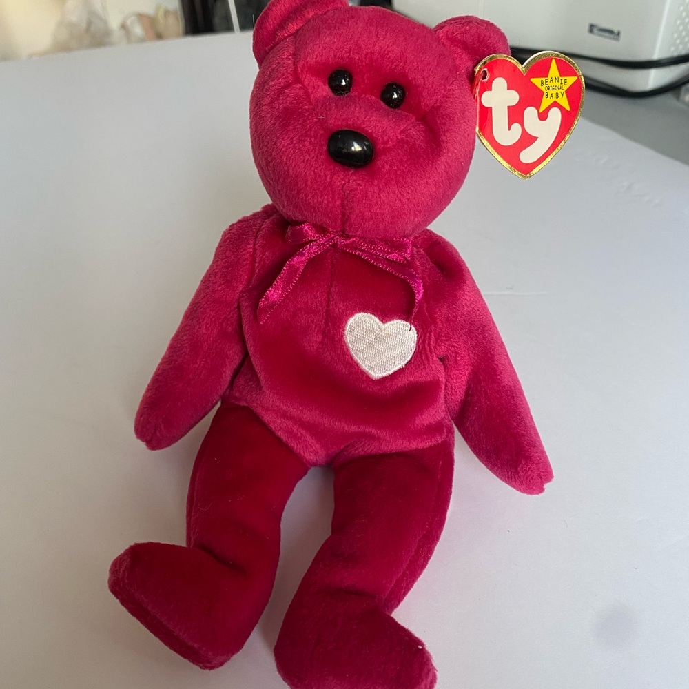 🌟HOST PICK Retired &RARE Valentina 1998 Beanie Baby wi Tag errors &holographic